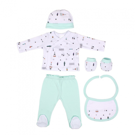 baby clothes cotton green mt 0-6 months 5 pcs