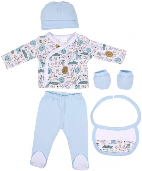 baby clothes set junior cotton blue 5-piece