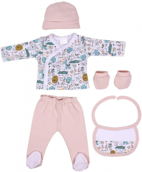 baby clothes set junior cotton pink 5-piece
