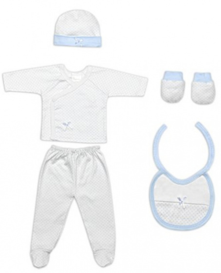 baby clothes Newborn cotton white/blue 5-piece set