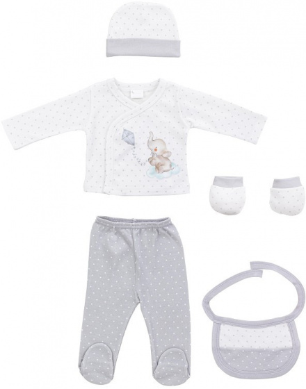 baby clothes Olifant cotton grey size 50/68 5-piece