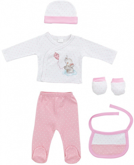 baby clothes Olifant cotton pink size 50/68 5-piece