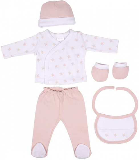 baby clothes Primera cotton salmon pink/white 5-piece set