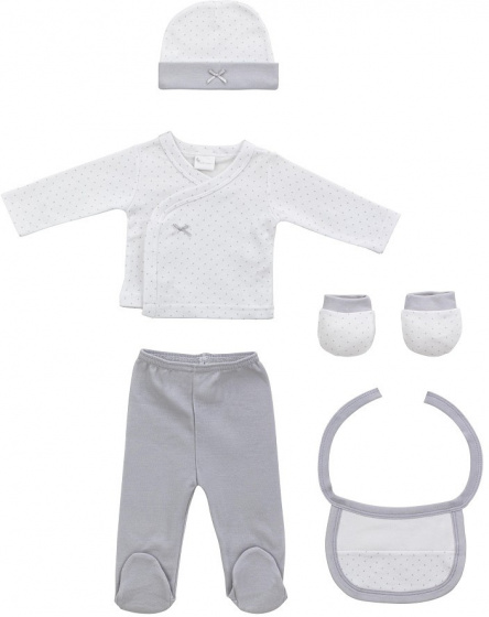 baby clothes Stipjes cotton grey size 50/68 5-piece