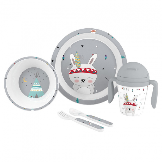 baby set Indian junior polypropylene grey 5-piece
