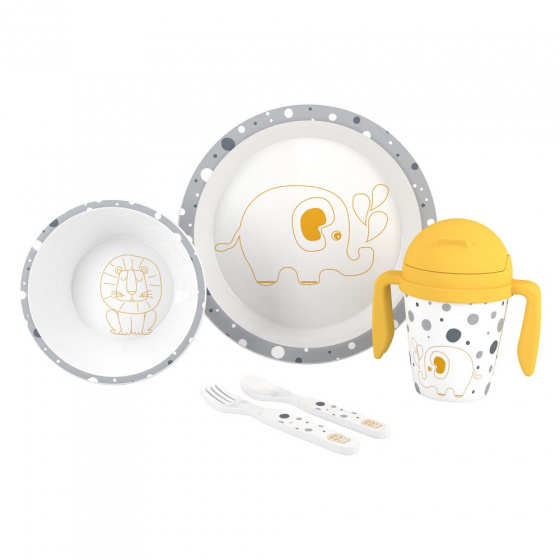 Interbaby baby Jungle polypropylénová sivá/žltá 5-dielna súprava
