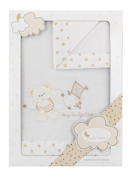 Interbaby kolíska na obliečky Baby Love bavlna biela / ružová 3dielna