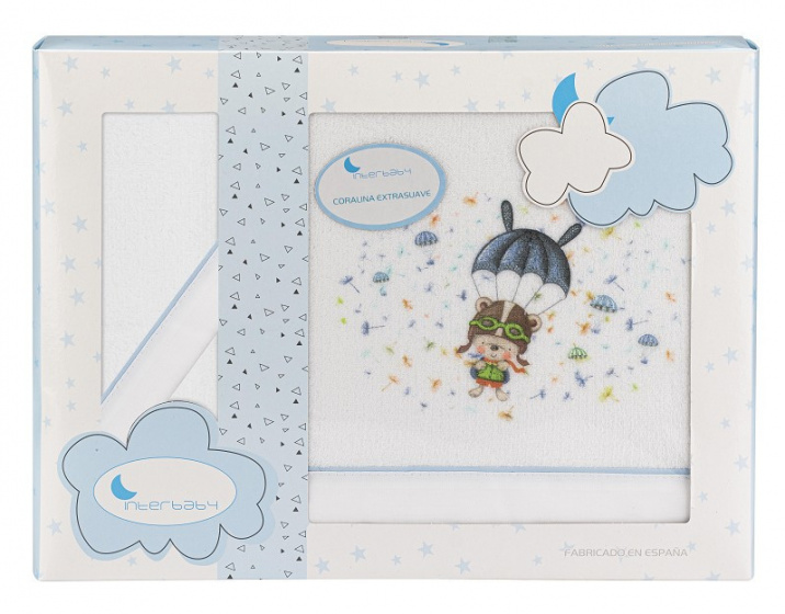 Interbaby kolíska obliečok Parašutistický fleece biela/modrá 3-diel