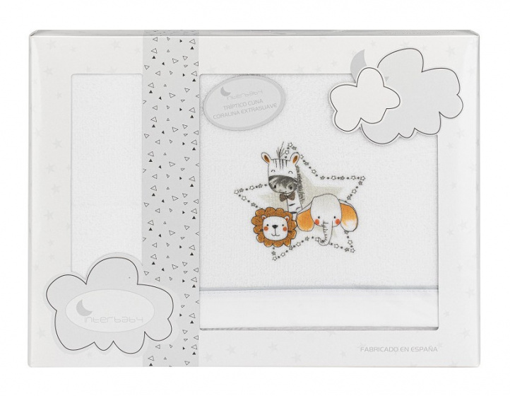 Interbaby posteľtextilná kolíska 106 x 82 cm bavlna biela/sivá 3dielna