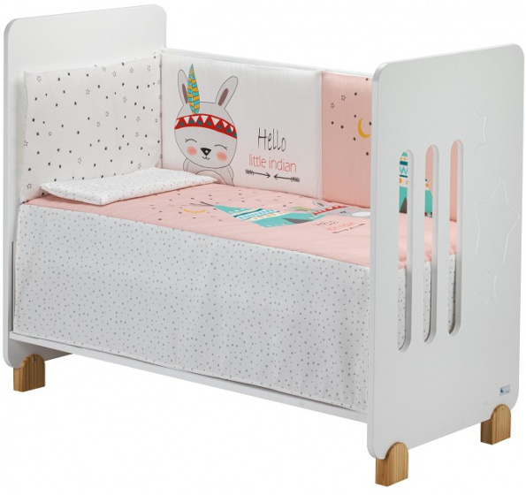Interbaby perina textil Tipi 62 x 126 cm biela/ružová 3-diel