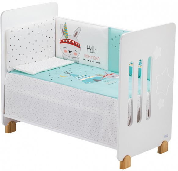 Interbaby perina textil Tipi 62 x 126 cm biela/mätová modrá 3-diel