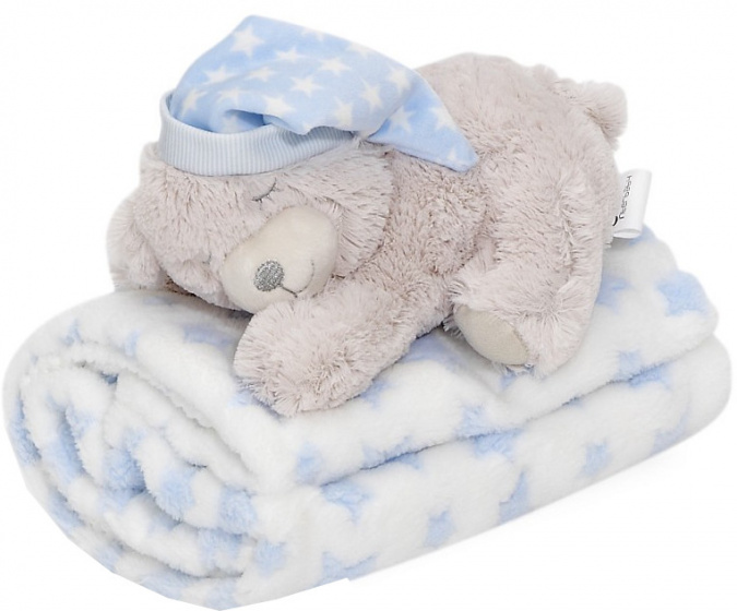 Interbaby fleecedeken junior 80 x 110 cm blauw/wit 2 delig Interbaby fleecedeken junior 80 x 110 cm blauw/wit 2 delig