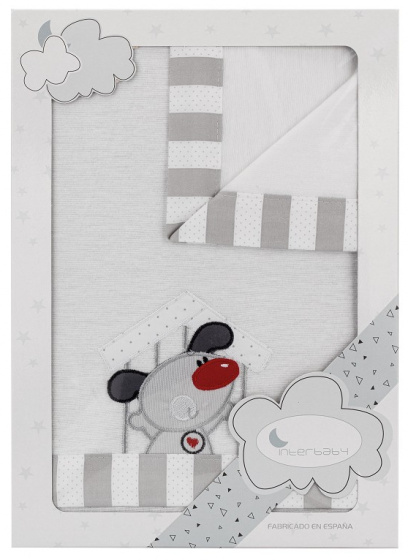 Interbaby súprava prestieradiel kolíska pre psa 152 x 102 cm bavlna šedá 3-dielna