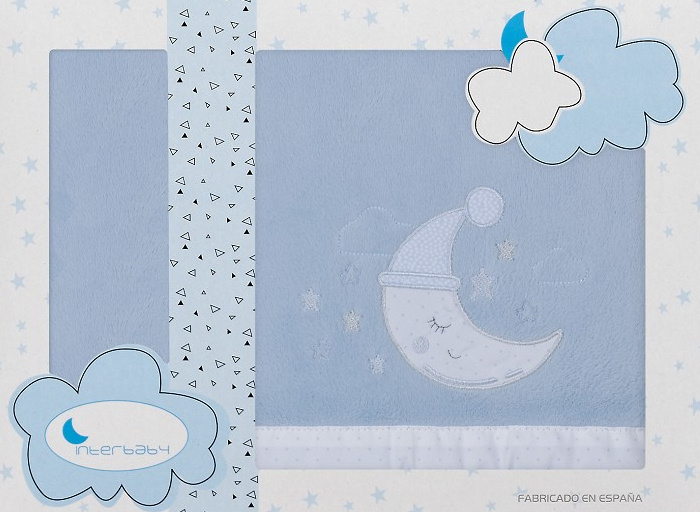 Interbaby prestieradlo kolíska Moon 110 x 82 cm polyester modrá 3diel