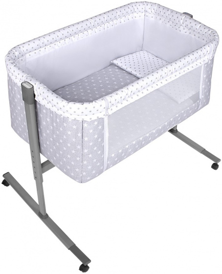 Interbaby Kolíska Near Aqua Marina 55 x 85 x 90 cm bavlna šedá