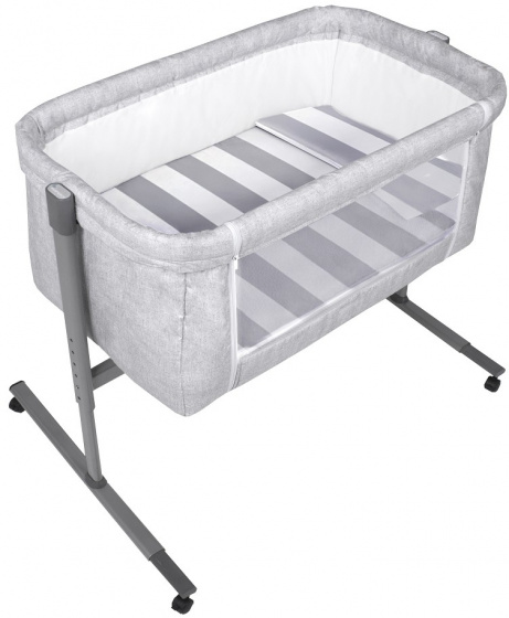 Interbaby Kolíska v blízkosti izby 55 x 85 x 90 cm bavlna/hliníková šedá