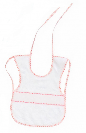 Interbaby slabbetje junior 25 x 35 cm katoen wit/roze Wit,Roze
