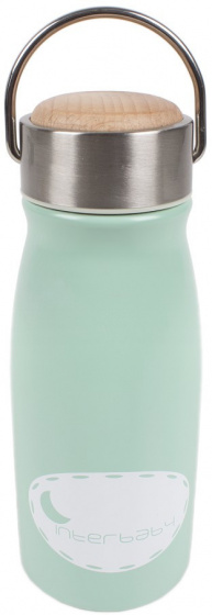 Interbaby thermofles junior 350 ml 6,5 x 17 cm RVS groen