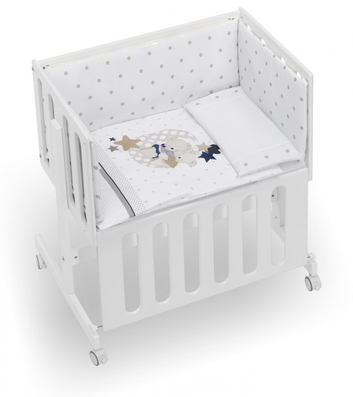 Interbaby kolíska 55 x 85 x 90 cm bukové drevo biela/béžová 4-diel