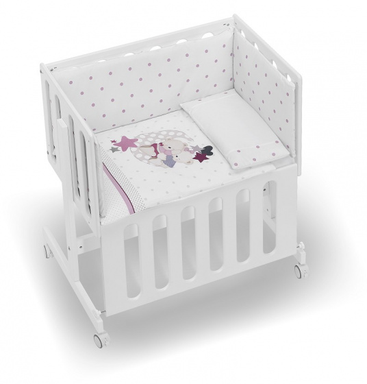 Interbaby kolíska 55 x 85 x 90 cm bukové drevo biela/ružová 4-diel