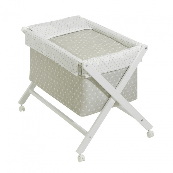 Interbaby kolíska 90 x 55 cm drevo/bavlna béžová/biela 5-dielna