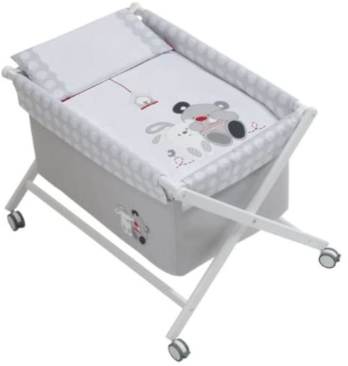 Interbaby kolíska junior 90 x 55 cm drevo/bavlna šedá 5-dielna