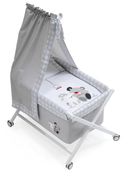 Interbaby kolíska 90 x 55 cm drevo/bavlna šedá 6-diel