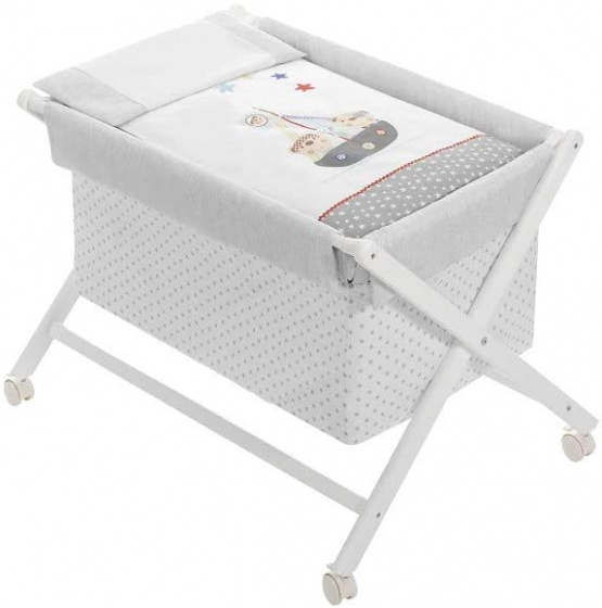 Interbaby kolíska junior 90 x 55 cm drevo/bavlna biela 5-dielna
