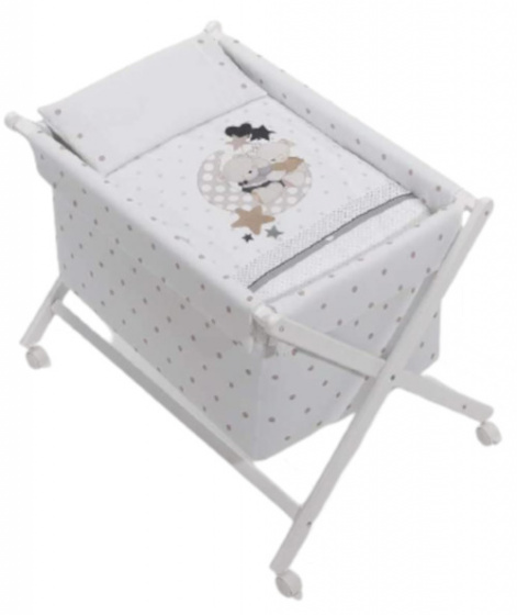 Interbaby kolíska Amorosos 90 x 55 cm drevo biela/béžová 5-dielna
