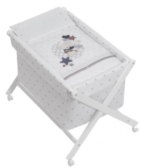 Interbaby kolíska Amorosos 90 x 55 cm drevo biela/sivá 5-dielna
