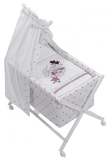 Interbaby kolíska Amorosos 90 x 55 cm drevo biela/ružová 6 kusov