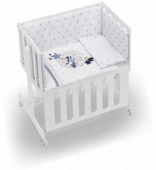 Interbaby kolíska/spoločný spánok Amoroso 55 x 85 cm biela/modrá 5-dielna