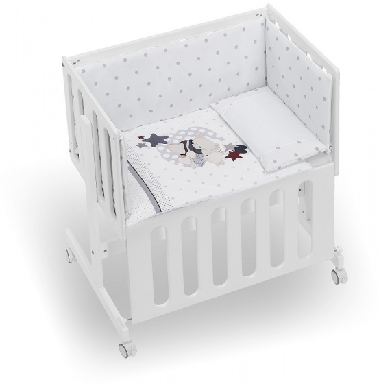 Interbaby kolíska/spoločný spánok Amoroso 55 x 85 cm biela/sivá 5-dielna