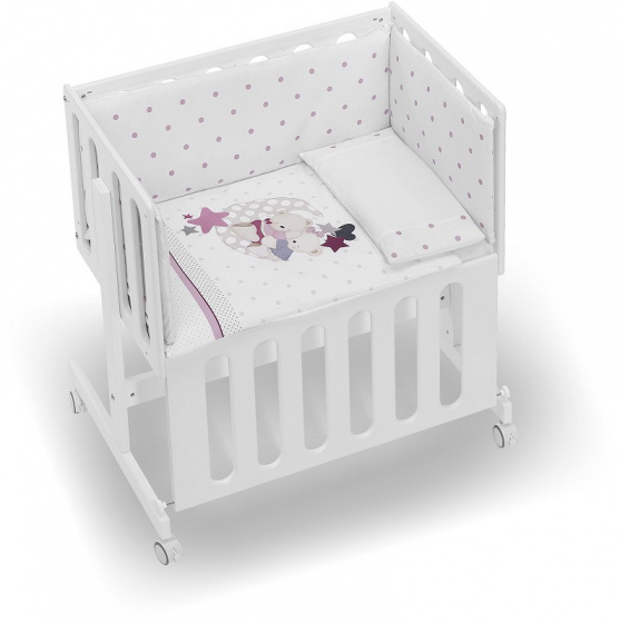 Interbaby kolíska/spoločný spánok Amoroso 55 x 85 cm biela/ružová 5-dielna