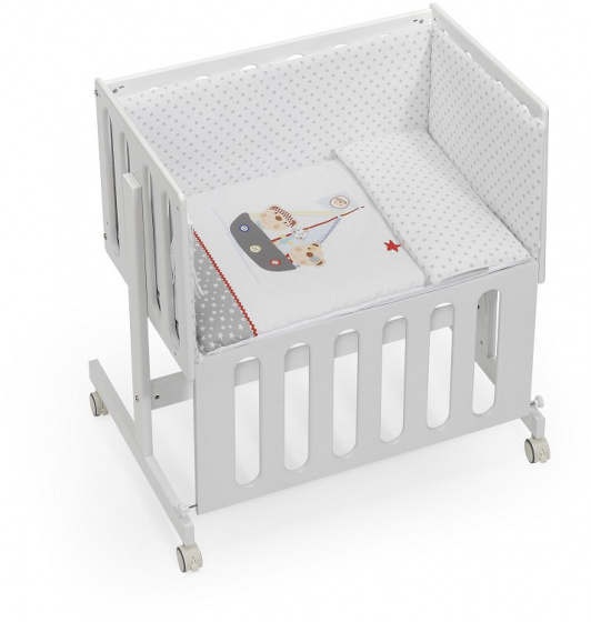 Interbaby kolíska/spoluspávačka Pirata 55 x 85 cm biela/sivá 5-dielna