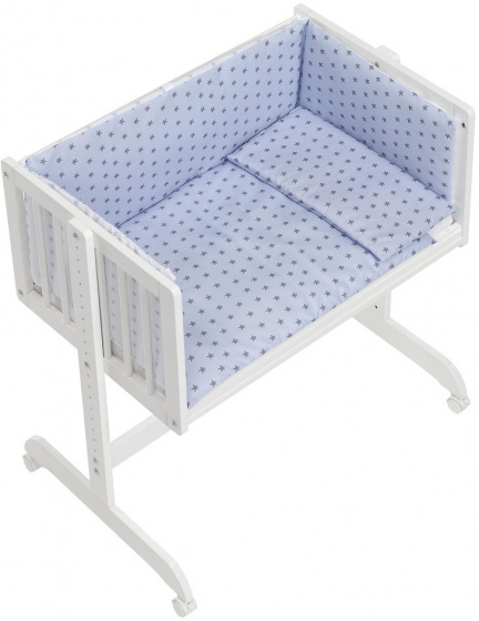 Interbaby kolíska Estrella de Mar 55 x 85 cm drevo biela/modrá 5-dielna