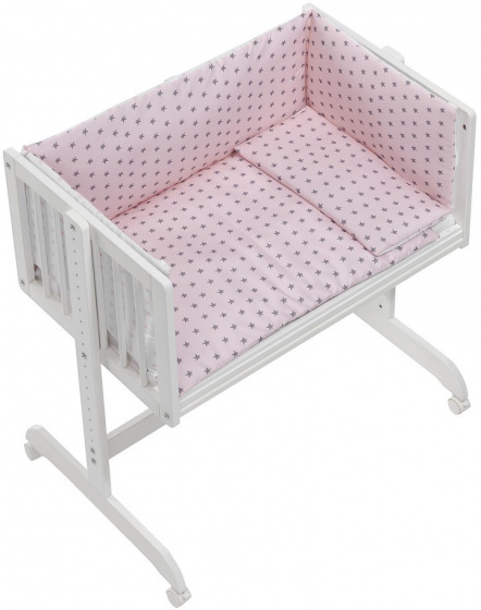 Interbaby kolíska Estrella de Mar 55 x 85 cm drevo biela/ružová 5-dielna