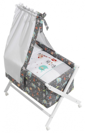 Interbaby kolíska Jungle 90 x 55 cm drevo tmavosivá 6-dielna