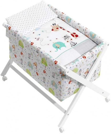 Interbaby kolíska Džungle 90 x 55 cm drevo/bavlna biela 5-dielna