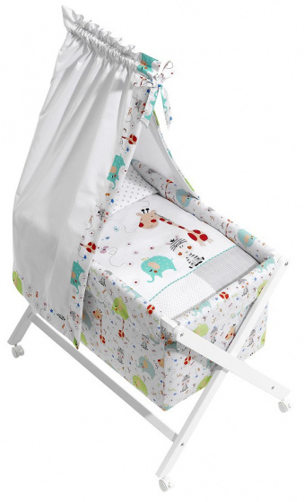 Interbaby kolíska Jungle 90 x 55 cm drevo/bavlna biela 6-dielna