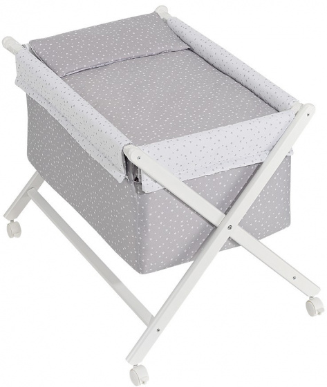 Interbaby kolíska junior 90 x 72 cm drevo/bavlna šedá 4-diel