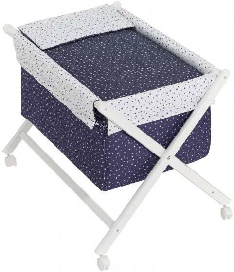 Interbaby kolíska junior 90 x 72 cm drevo/bavlna biela/námornícka 4-dielna