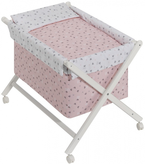 Interbaby kolíska Crown junior 90 x 72 cm drevo/bavlna ružová