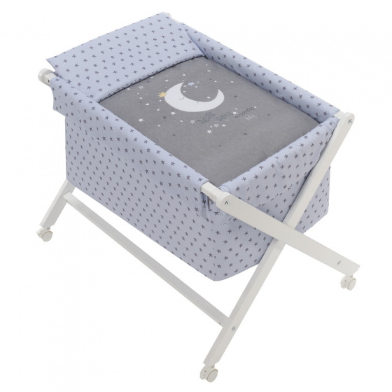 Interbaby kolíska Mesiac 90 x 55 cm drevo modrá/biela 5-dielna
