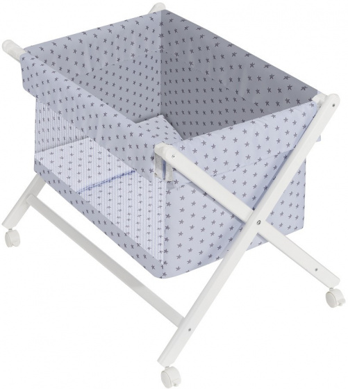 Interbaby kolíska Stars junior 90 x 72 cm drevo/bavlna modrá