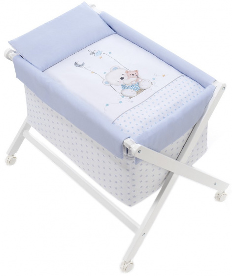 Interbaby kolíska Teddy Bear junior 90 x 72 cm drevo/bavlna biela
