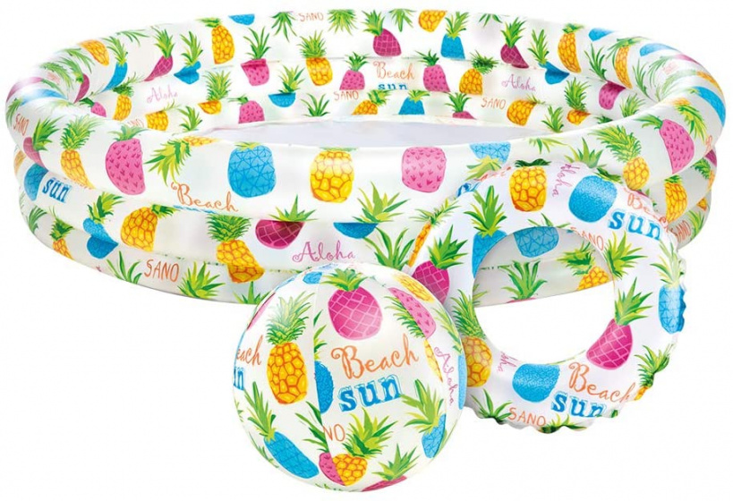 Intex nafukovací bazén ananás s loptou a popruhom 59469NP 132 cm biela