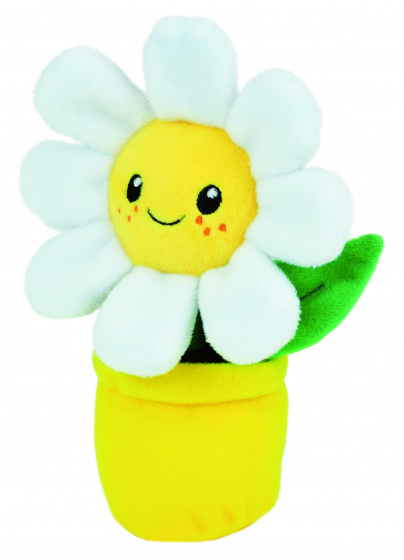 Jemini knuffel bloempot junior 15 cm pluche wit/geel