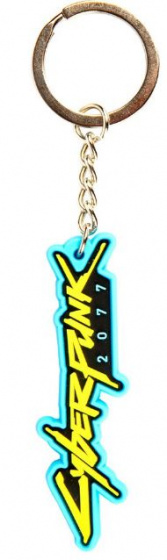 Jinx sleutelhanger cyberpunk logo 7 x 2 cm rubber blauw/geel