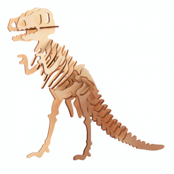 3D puzzle T-Rex 11 x 15 cm wood brown